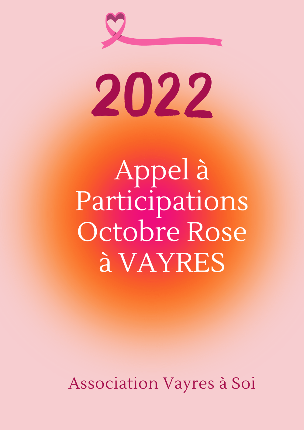 Appel à participations Octobre Rose 2022 à Vayres